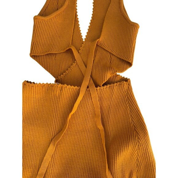 For Love And Lemons Maggie Midi Dress Gold Size Small - Picture 11 of 15